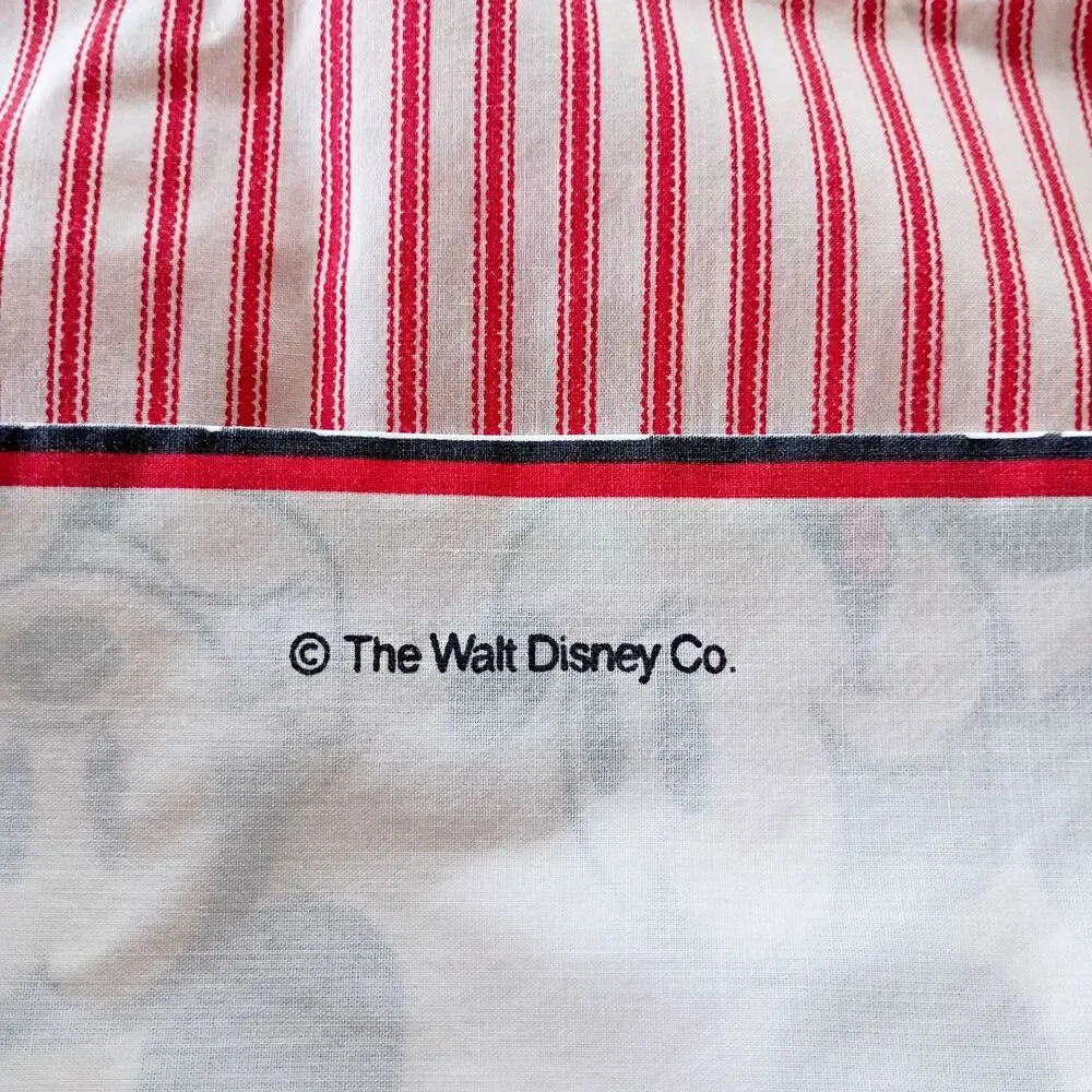 Vintage 1992 Mickey Mouse Pillowcase Red and White Stripes 22